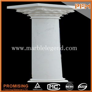 Interior and Outdoor Decorative Roman Carved White Marble Pillar,Stone Column,Natural Marble Column at Factory Prices