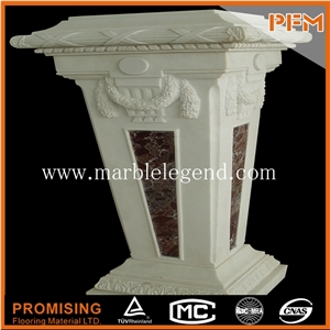Interior and Outdoor Decorative Roman Carved White Marble Pillar,Stone Column,Natural Marble Column at Factory Prices