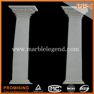 Interior and Outdoor Decorative Roman Carved White Marble Pillar,Stone Column,Natural Marble Column at Factory Prices