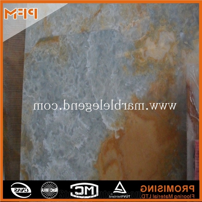 Iran Golden Blue Onyx Slabs & Tiles/ Book Match/Transparent/Backgroung/Wall Covering/Stair/Skirting/Cladding/Cut-To-Size for Floor Covering/Interior Decoration/Wholesaler