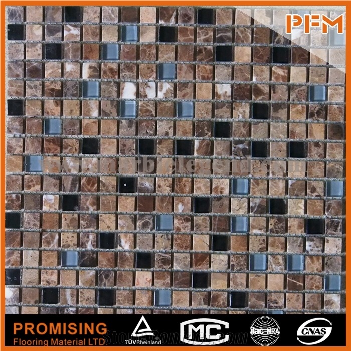 Js Brown Marble Mosaic Tile Mix Resin Mosaic For Backgroud Wall