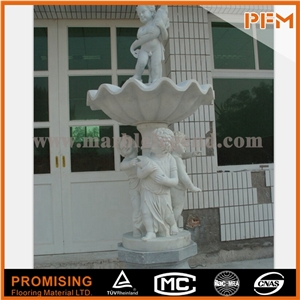 Large White Marble Water Fountains for Garden Decoration, Hunan White Marble Fountain