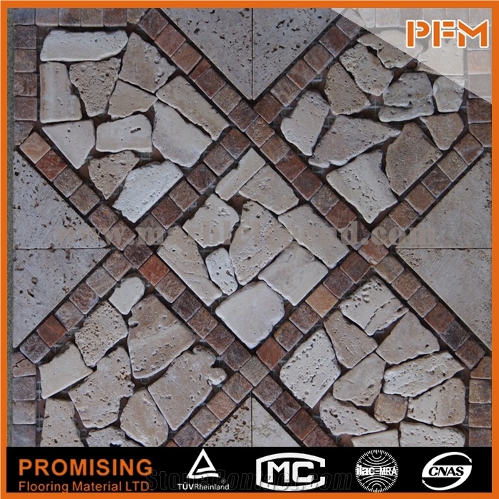 Latest Design Decoration Wall Tile Floor Tile Glass Mix Ceramic Mosaic Tumbled Stone Mosaics