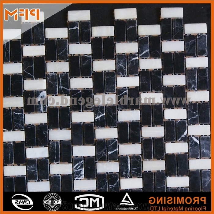Light Brown Ladder Shape Electroplate Glass Mix Stone Marble Mosaic Tiles