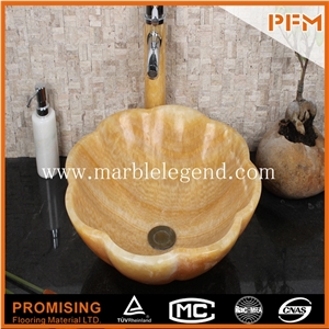 Luxury Bathroom China Honey Onyx Square Basin with Flower Carving,Marble Bathroom Basins