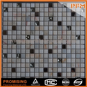 Machine Cut Glass Quality Stone Mix Crystal Glass Mosaic,Hotselling Glass and Stone Mosaic Tile for Hotel