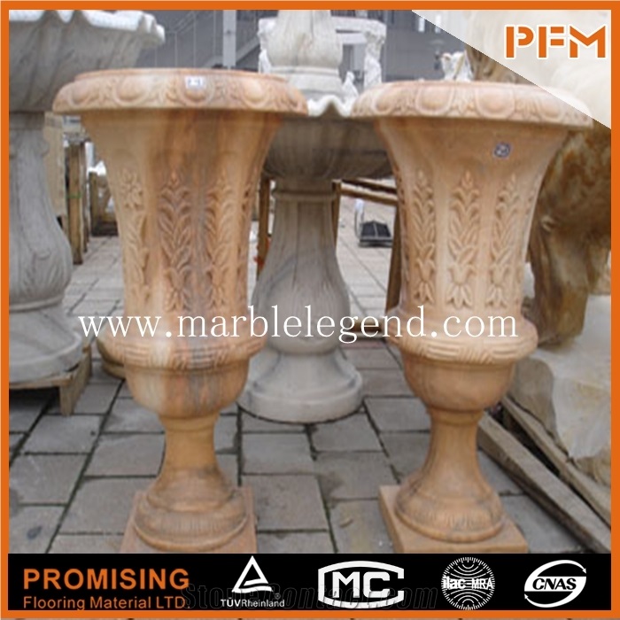 Marble Flower Pot, Stone Planter,Decorative Garden Marble Flower Pot