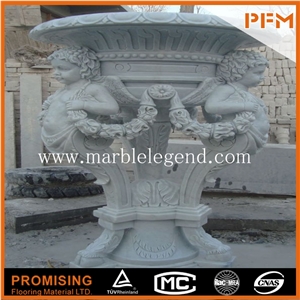 Marble Garden Flower Pot Carving,Round Style Flower Pots