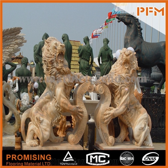 Natrual Marble Animal Sculpture for Sale, Stone Wild Animal Statue, Sunset Red Marble Statues