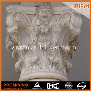 Natural Beige Marble Stone Gate Column, Roman Pillars Bottom