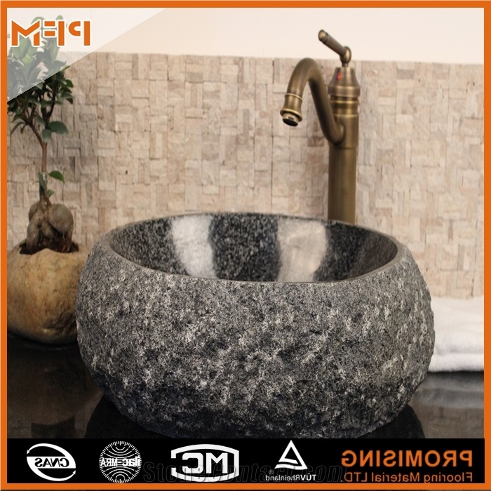 Natural Color Marble Stone Black Bathroom Wash Basins for Home Design in Hot Sale