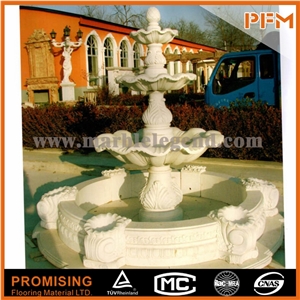 Natural Hunan White Marble 3 Tier Water Fountain Flower