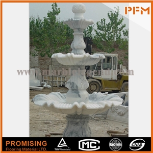 Natural Hunan White Marble 3 Tier Water Fountain Flower