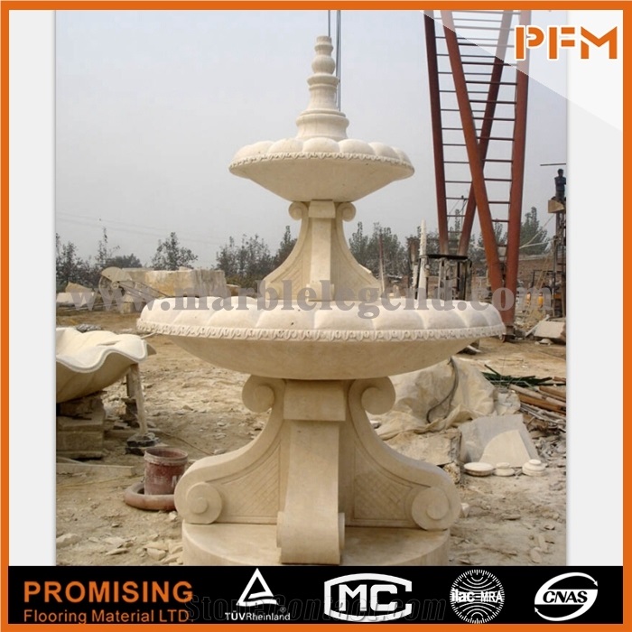 Natural Marble 2 Tiers Outdoor Stone Fountain for Garden Decoration