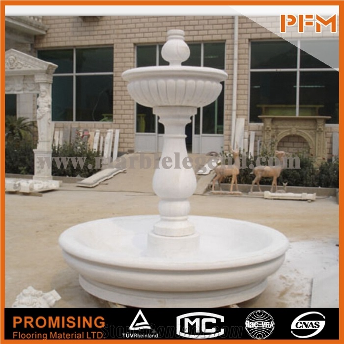Natural Marble 2 Tiers Outdoor Stone Fountain for Garden Decoration