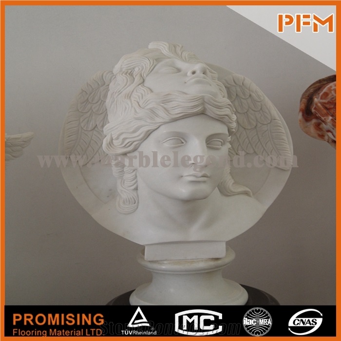 Natural Professional White Marble Carving Bust Statue, Hunan White Marble Statues