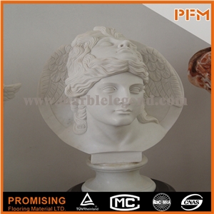 Natural Professional White Marble Carving Bust Statue, Hunan White Marble Statues