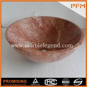 New Arrival Attractive Red Marble Wash Basin with Factory Price,Natural Stone Polished Red Marble Wash Basin