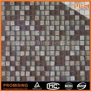 New Design Stone Mosaic Made in China Decoration Background Wall Mosaic Tile 300x300 Square Orange Glass Stone Mosaic
