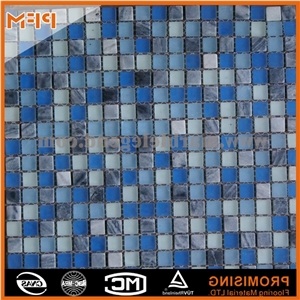 New Design Strip Uneven Stone Glass + Natural Stone Marble Mosaic Tiles