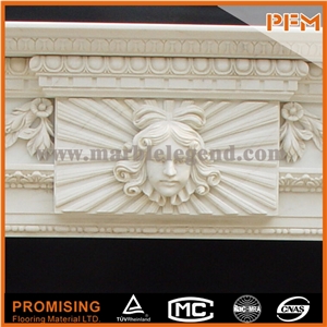 New Design White Marble Human Like Polished Hunan White Marble Fireplace ,Western / European Customized Figure / Hand Carving Sculptured Fireplace Mantel