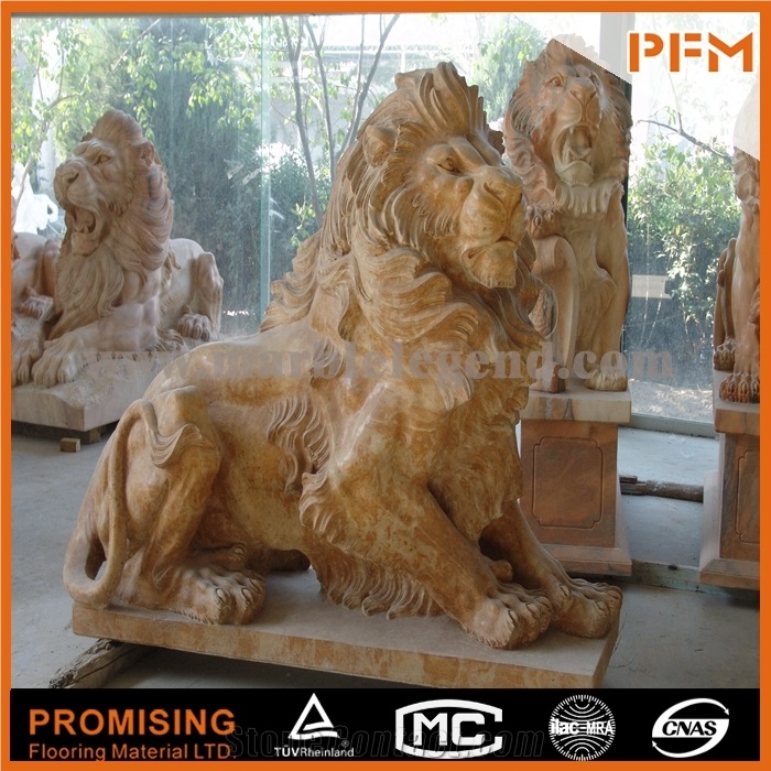 Ome Decor Antique Sculpture Art Modern Statue Lion,Henan Yellow Limestone Sculpture Beautiful Animal Collectibles Statue