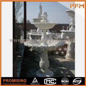 Outdoor 2 Tier Carved Grand Marble Water Fountain Sculpture Flower