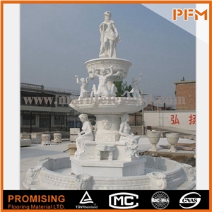 Outdoor Garden Big Water Natural White Marble Fountain with Three Layers
