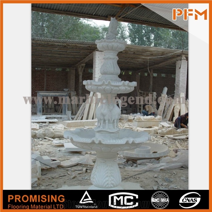 Pfm Customized 3 Tiers White Natural Garden Stone Water Fountain