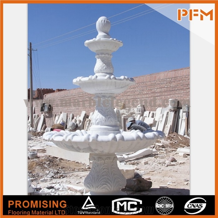 Pfm Customized 3 Tiers White Natural Garden Stone Water Fountain