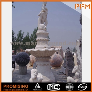 Pfm Design Outdoor Decorative Big Natural Stone Fountains/Garden White Marble