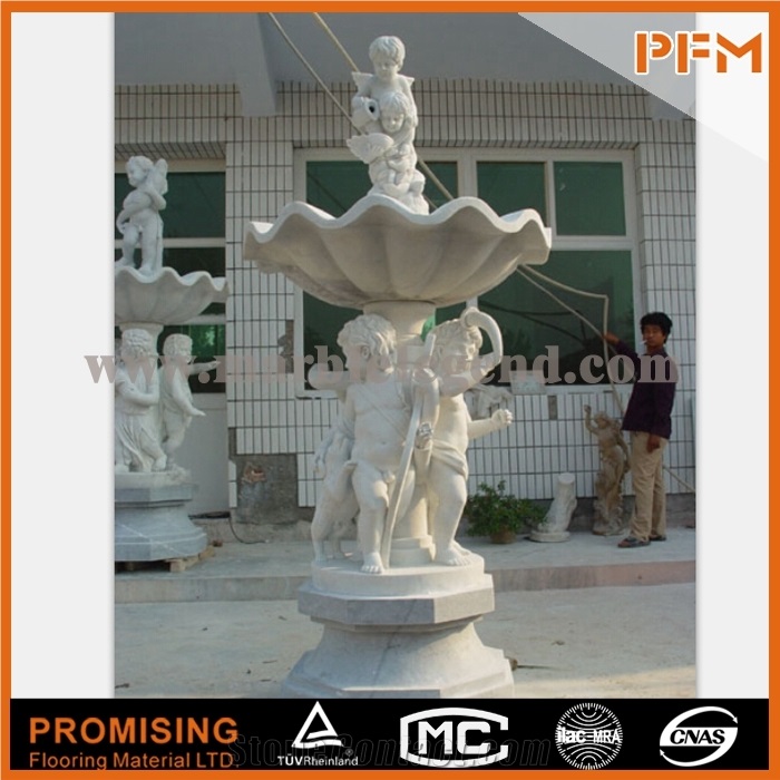 Pfm White Marble Outdoor Fountain Man Made Stone Sculpture