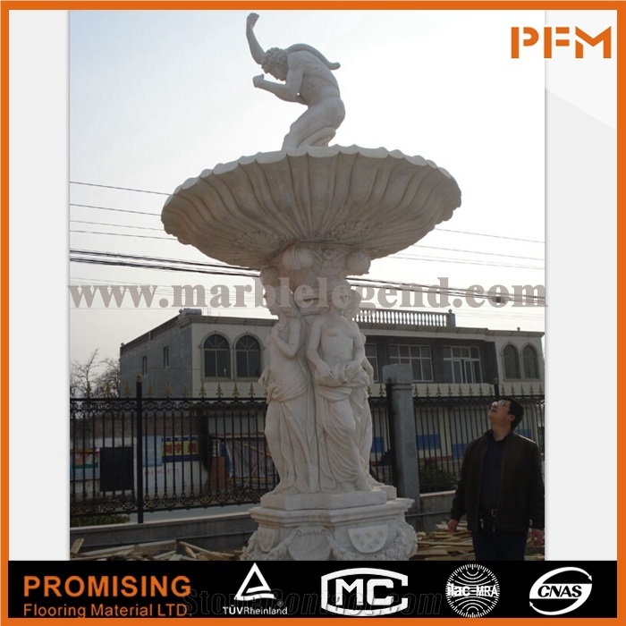Pfm White Marble Outdoor Fountain Man Made Stone Sculpture