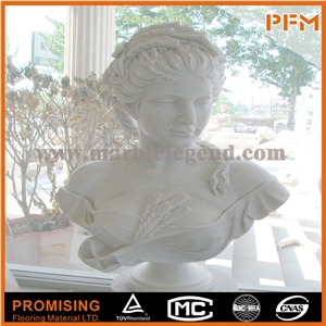 Pfm White Marble Stone Bust Statue Woman Lady, Hunan White Marble Statues
