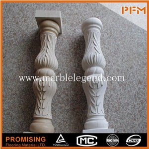 Polished Indoor Home Decorative Marble Column, White Marble Column