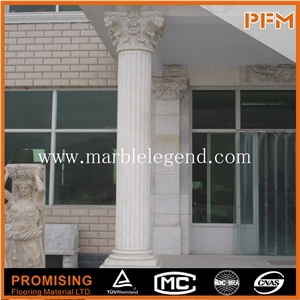 Polished Indoor Home Decorative Marble Column, White Marble Column