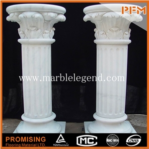 Polished Stone Pillar and Round Column Designs Beige Marble,Hot Sale Natural Delicate Carved Beige Marble Columns for Sale