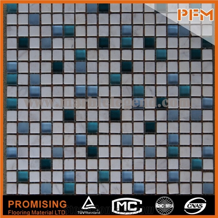Pop Foshan Golden Select Glass and Stone Mosaic Wall Tiles Cheap Factory Price Marble Stone Mosaic Tile