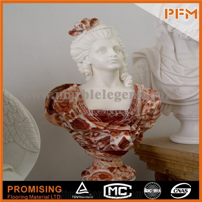 Red and White Marble/Women Sculptured Statue /Western/European Customized Figure Humanhand Carving