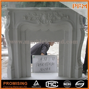 Simple New Design /White Marble/ Polished Hunan White Marble Fireplace,Western / European Customized Figure / Hand Carving Sculptured Fireplace Mantel