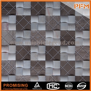 Splendid Grey+White Marble Diamante Crystal Mosaic for Interior Decoration Wholesale Stainless Steel Mix Natural Stone Mosaic for Sale