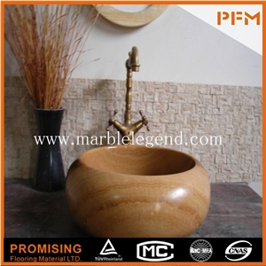 Stone Pedestal Sink Pedestal Yellow Marble Wash Basins,Washing Sink,Stone Sink,Natural Stone Sink