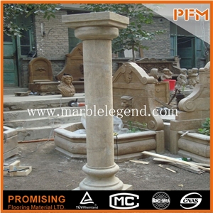 Stone Roman Column,Hand Carved Outdoor White Stone Column