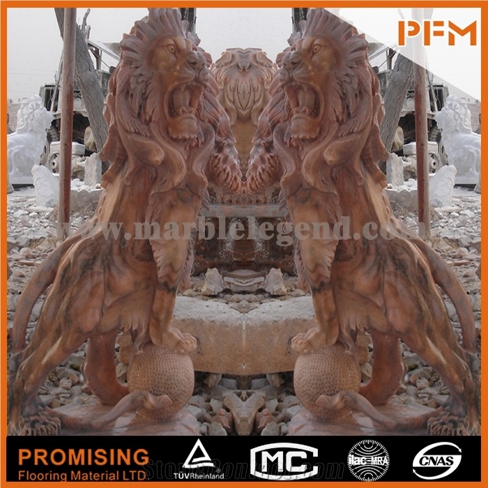 Sunset Red Marble Lovely Sculptured Statue, Western & European Customized Figure Human & Animal, Hand Carving for Outdoor & Garden