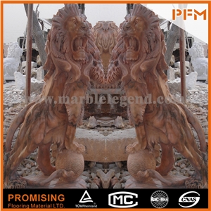 Sunset Red Marble Lovely Sculptured Statue, Western & European Customized Figure Human & Animal, Hand Carving for Outdoor & Garden