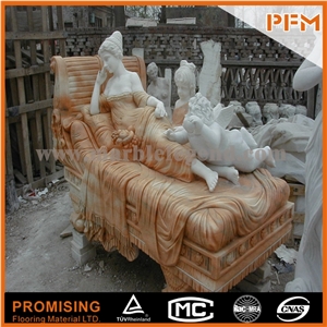 Sunset Red Marble Sculptured Statue, Western & European Customized Figure Human, Animal, Hand Carving for Outdoor & Garden