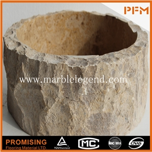 Unique Natural River Stone China Beige Marble Bathroom Sinks Made in China,Chinese Popular Natural Stone Sink