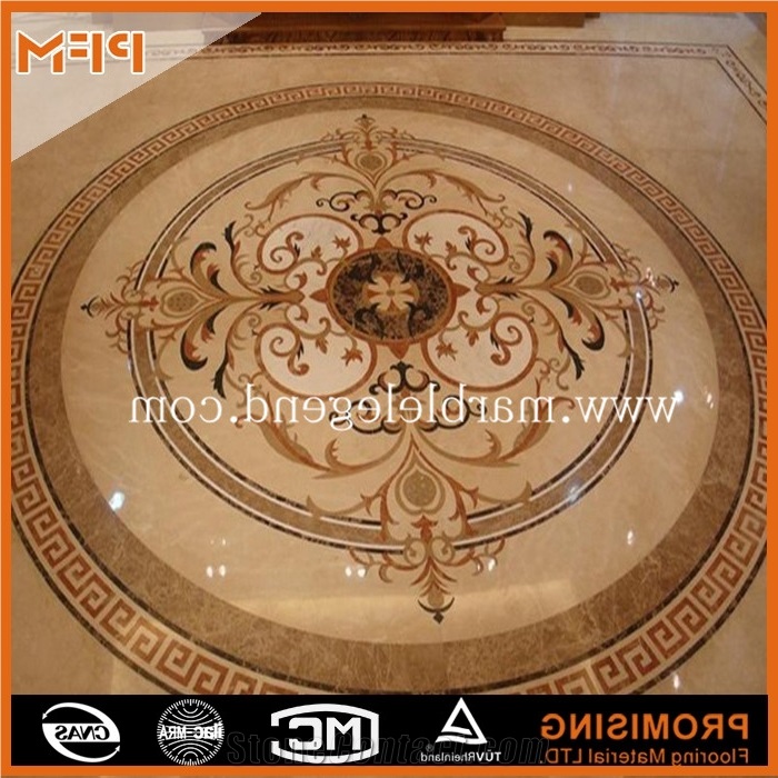 Waterjet Marble Tiles Design Floor Pattern,Natural Marble Flooring Design, Dark Emperador/Golden Year/Rosso Verona/Crema Marfil/Honey Onyx/Onyx Green/India Green Marble Medallion