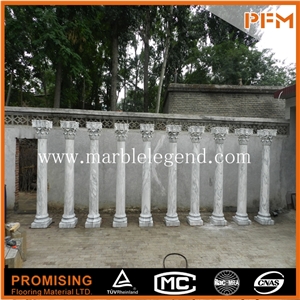 Western Style White Marble Column,Roman Pillar Cap Rounded Column Marble Pillar,Garden and Home White Marble Pillars