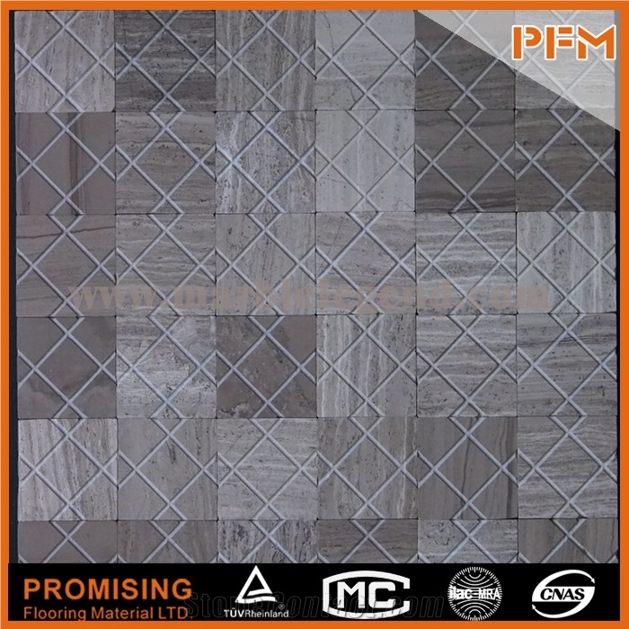 White Color Black and Gray Frosted Crystal Mix Pattern Stone Mosaic